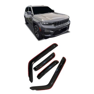 Black Horse Off Road - Black Horse 1494334IN Rain Guard/Deflectors 22-24 Jeep Grand Cherokee Smoke 4Pc