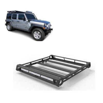 Black Horse Off Road - Black Horse BA-JL01 TRAVELER Roof Ladder Rack Black for 18-25 Jeep Wrangler