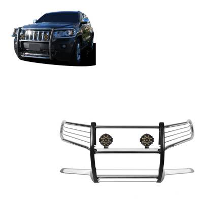 Black Horse Off Road - Black Horse 17A080202MSS-PLB SS Grille Guard w/LED for 11-21 Jeep Grand Cherokee