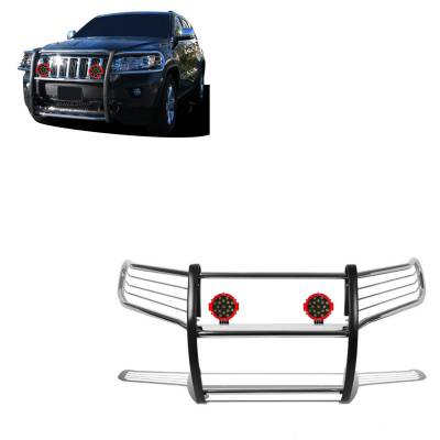 Black Horse Off Road - Black Horse 17A080202MSS-PLR SS Grille Guard w/LED for 11-21 Jeep Grand Cherokee