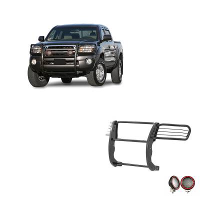 Black Horse Off Road - Black Horse 17A096400MA-PLFR Black Grille Guard w/LED for 05-15 Toyota Tacoma