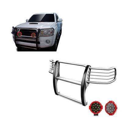 Black Horse Off Road - Black Horse 17A096400MSS-PLR SS Grille Guard w/LED for 05-15 Toyota Tacoma