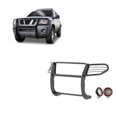 Black Horse Off Road - Black Horse 17A112100MA-PLFR Black Grille Guard w/LED for 05-15 Nissan Xterra