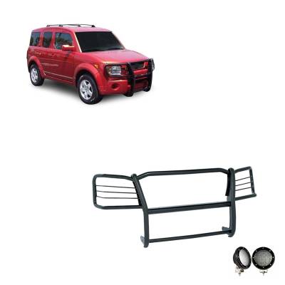 Black Horse Off Road - Black Horse 17A155900MA-PLFB Black Grille Guard w/LED for 03-08 Honda Element
