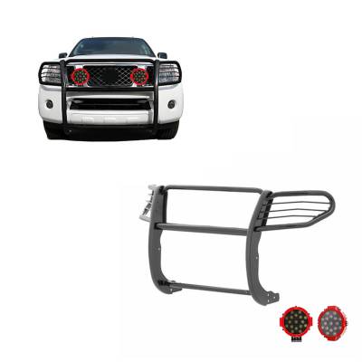 Black Horse Off Road - Black Horse 17A110200MA-PLR Black Grille Guard w/LED for Frontier/Pathfinder