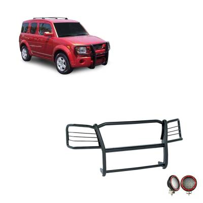 Black Horse Off Road - Black Horse 17A155900MA-PLFR Black Grille Guard w/LED for 03-08 Honda Element
