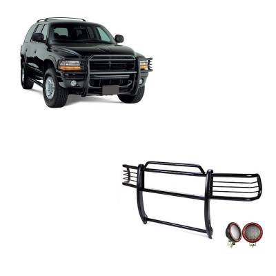 Black Horse Off Road - Black Horse 17BH23MA-PLFR Black Grille Guard w/LED for Dodge Dakota & Durango