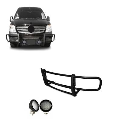 Black Horse Off Road - Black Horse 17D501MA-PLFB Black Grille Guard w/LED for Sprinter