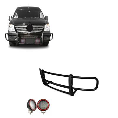 Black Horse Off Road - Black Horse 17D501MA-PLFR Black Grille Guard w/LED for Sprinter