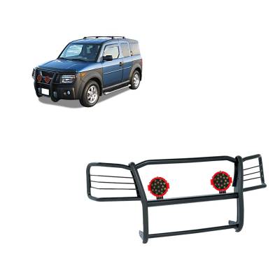Black Horse Off Road - Black Horse 17A155900MA-PLR Black Grille Guard w/LED for 03-08 Honda Element