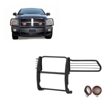 Black Horse Off Road - Black Horse 17DG100MA-PLFR Black Grille Guard w/LED for RAM 1500/2500/3500
