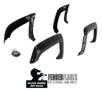 Black Horse Off Road - Black Horse FF-CHSIL-SM-PKT Fender Flares Black for 14-18 Chevy Silverado 1500