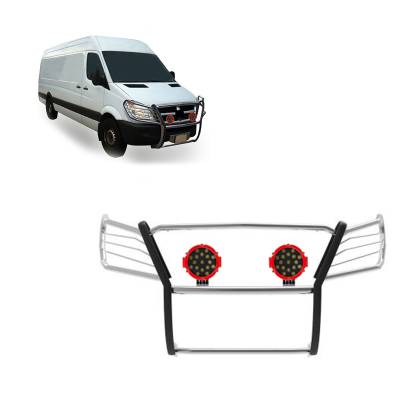Black Horse Off Road - Black Horse 17D502MSS-PLR Stainless Grille Guard WLED for Sprinter