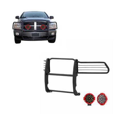 Black Horse Off Road - Black Horse 17DG100MA-PLR Black Grille Guard w/LED for RAM 1500/2500/3500