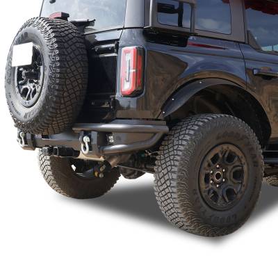 Black Horse Off Road - Black Horse ARB-FB22T-KIT Amour Tubular Black Rear Bumper for 21-25 Ford Bronco
