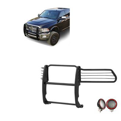 Black Horse Off Road - Black Horse 17DR01MA-PLFR Black Grille Guard w/LED for RAM 2500/3500