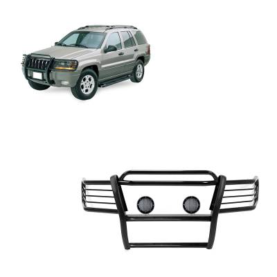 Black Horse Off Road - Black Horse 17EB26MA-PLFB Black Grille Guard w/LED for 99-04 Grand Cherokee