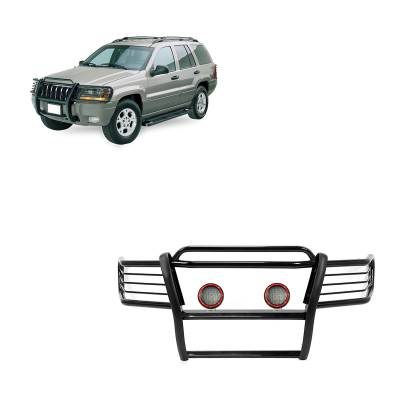 Black Horse Off Road - Black Horse 17EB26MA-PLFR Black Grille Guard w/LED for 99-04 Jeep Grand Cherokee