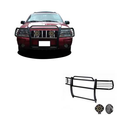 Black Horse Off Road - Black Horse 17EB26MA-PLB Black Grille Guard w/LED for 99-04 Jeep Grand Cherokee