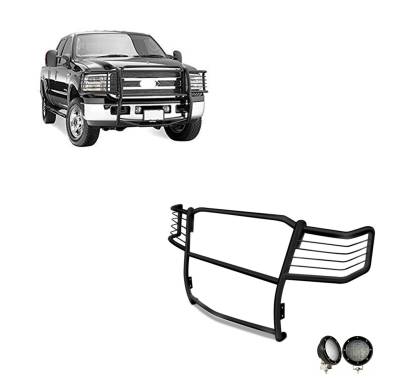 Black Horse Off Road - Black Horse 17FB23MA-PLFB Black Grille Guard w/LED for F250/F350/F450/F550 SD