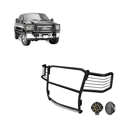 Black Horse Off Road - Black Horse 17FB23MA-PLB Black Grille Guard w/LED for Ford F250/F350/F450/550 SD