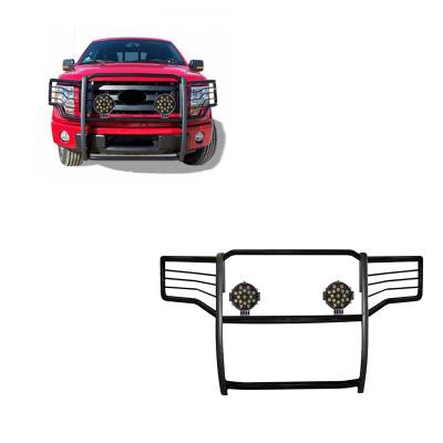 Black Horse Off Road - Black Horse 17FB26MA-PLB Black Grille Guard w/LED for Ford F250/F350/F450/550 SD