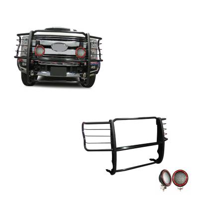 Black Horse Off Road - Black Horse 17FB28MA-PLFR Black Grille Guard w/LED for F250/F350/F450/F550 SD