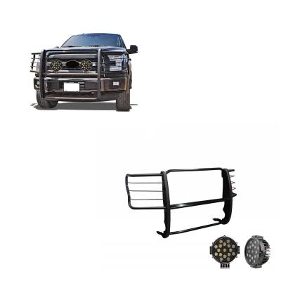 Black Horse Off Road - Black Horse 17FB28MA-PLB Black Grille Guard w/LED for Ford F250/F350/F450/F550