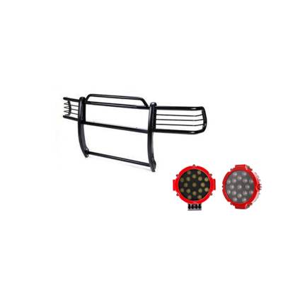 Black Horse Off Road - Black Horse 17FP27MA-PLR Black Grille Guard w/LED for Ford Expedition/F150/F250