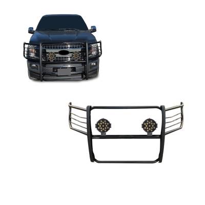 Black Horse Off Road - Black Horse 17FP32MA-PLB Black Grille Guard w/LED for 15-25 Ford F150