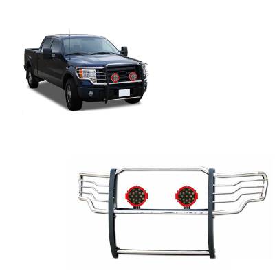 Black Horse Off Road - Black Horse 17FP32MSS-PLR SS Grille Guard w/LED for 15-25 Ford F150