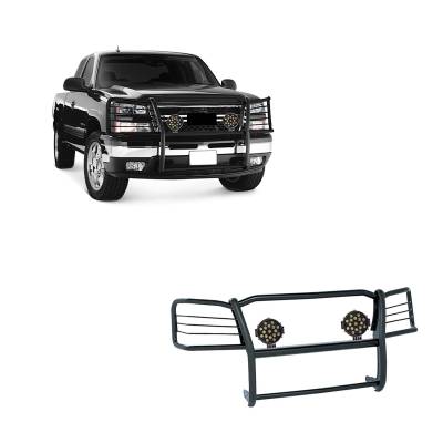 Black Horse Off Road - Black Horse 17GT25MA-PLB Black Grille Guard w/LED for Silverado 1500/1500 HD