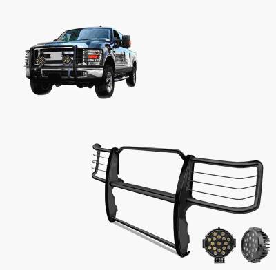 Black Horse Off Road - Black Horse 17GT26MA-PLB Black Grille Guard w/LED for Silverado 2500HD/3500