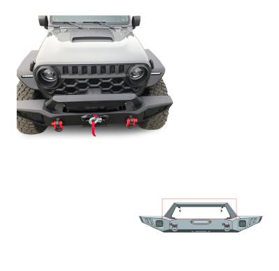 Black Horse Off Road - Black Horse AFB-WR19 Amour HD Front Bumper for 18-25 Wrangler/Gladiator