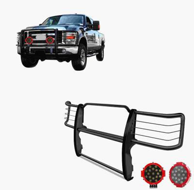 Black Horse Off Road - Black Horse 17GT26MA-PLR Black Grille Guard w/LED for Silverado 2500HD/3500