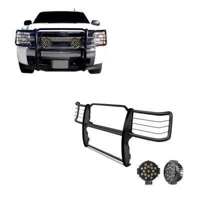 Black Horse Off Road - Black Horse 17GT27MA-PLB Black Grille Guard w/LED for 14-18 Silverado 1500