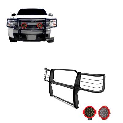 Black Horse Off Road - Black Horse 17GT27MA-PLR Black Grille Guard w/LED for 14-18 Silverado 1500