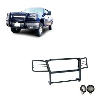 Black Horse Off Road - Black Horse 17GT25MA-PLFB Black Grille Guard w/LED for Silverado 1500/1500 HD