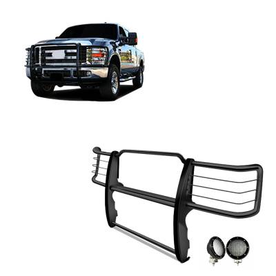 Black Horse Off Road - Black Horse 17GT26MA-PLFB Black Grille Guard w/LED for Silverado 2500HD/3500