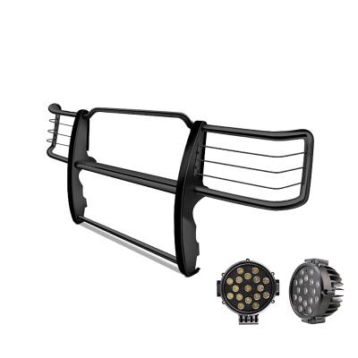 Black Horse Off Road - Black Horse 17GT28MA-PLB Black Grille Guard w/LED for Silverado 2500HD/3500