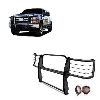 Black Horse Off Road - Black Horse 17GT26MA-PLFR Black Grille Guard w/LED for Silverado 2500HD/3500