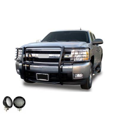 Black Horse Off Road - Black Horse 17GT27MA-PLFB Black Grille Guard w/LED for 14-18 Silverado 1500