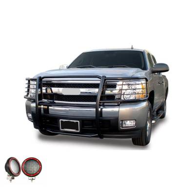 Black Horse Off Road - Black Horse 17GT27MA-PLFR Black Grille Guard w/LED for 14-18 Silverado 1500