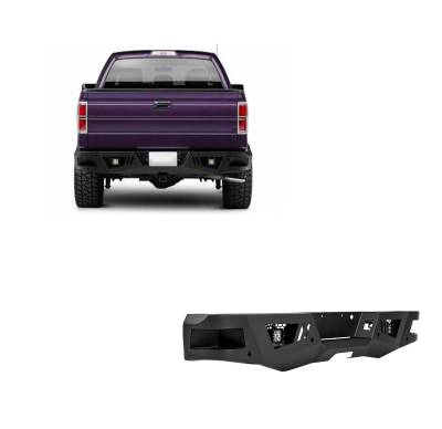 Black Horse Off Road - Black Horse ARB-F106-KIT Armour HD Black Rear Bumper for 06-14 Ford F150