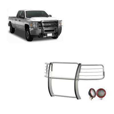 Black Horse Off Road - Black Horse 17GT27MSS-PLFR SS Grille Guard w/LED for 14-18 Silverado 1500