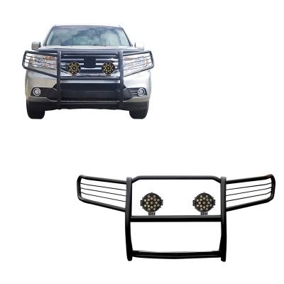 Black Horse Off Road - Black Horse 17H151400MA-PLB Black Grille Guard w/LED for 09-15 Honda Pilot