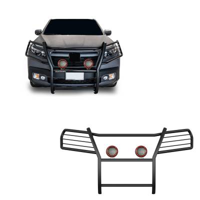 Black Horse Off Road - Black Horse 17H01MA-PLFR Black Grille Guard w/LED for 16-19 Honda Ridgeline