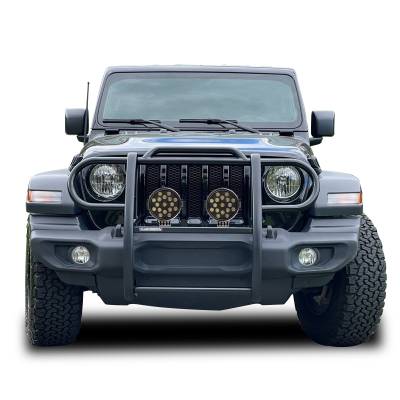 Black Horse Off Road - Black Horse 17JPJLMA-PLB Black Grille Guard w/LED for Gladiator/Wrangler JT/JL