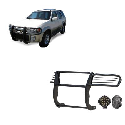 Black Horse Off Road - Black Horse 17NE23MA-PLB Black Grille Guard w/LED for QX4/Pathfinder