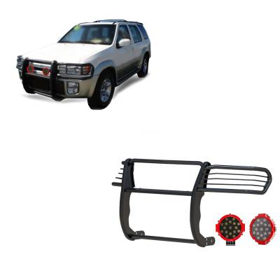 Black Horse Off Road - Black Horse 17NE23MA-PLR Black Grille Guard w/LED for QX4/Pathfinder